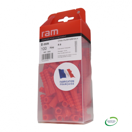 RAM 9063 : Chevilles, R8, Rouges, Boîte de 100