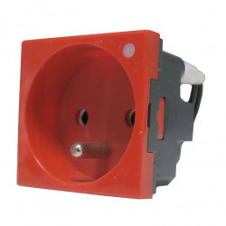 LEGRAND 077126 - Prise de courant à voyant, Mosaic, 2P+T, 2M, rouge antimicrobien