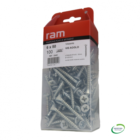 RAM 22451 - Vis Agglo TF Pozi, 6x50, Boîte de 100