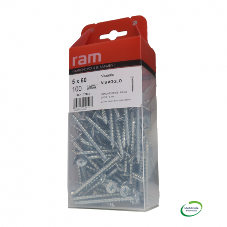 RAM 22444 - Vis Agglo TF Pozi, 5x60, Boîte de 100