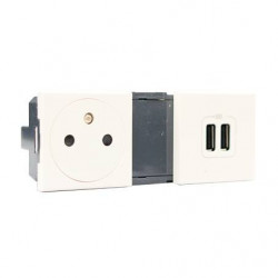Legrand 077595 - Mosaic Prise 16A + Chargeur USB Type A 15W