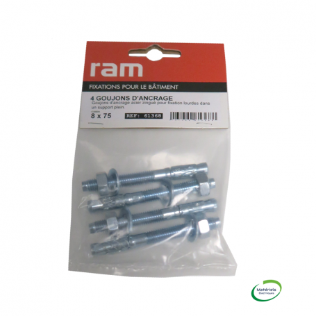RAM 61368 - Sachet de 4 Goujons d'ancrage, 8x75mm