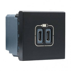 LEGRAND 079190L - Prise 2 USB Type-C 2M Mosaic noir mat