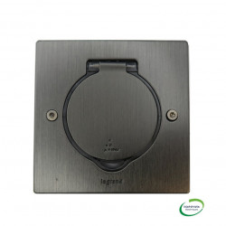 LEGRAND 089750 - Platine de sol carrée 1 poste acier brun brossé