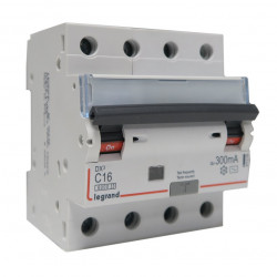 Disjoncteur différentiel 4P C16 6/10k AC 300mA - LEGRAND 411205