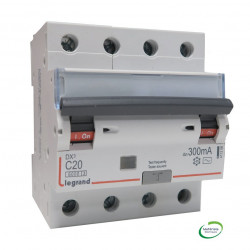 Disjoncteur différentiel 4P C20 6/10k AC 300mA - LEGRAND 411206