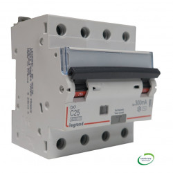 Disjoncteur différentiel 4P C25 6/10k AC 300mA - LEGRAND 411207