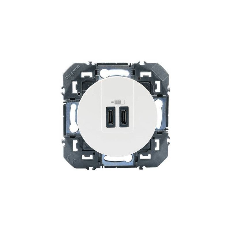 Legrand Dooxie USB-Ladegerät – 2 Ports (A + C), 3 A, 15 W, Aluminium, Unterputz