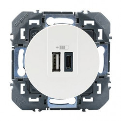 Chargeur Dooxie USB Type A+C 15W blanc - LEGRAND 600349