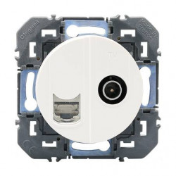 Prise Dooxie TV + Prise Rj45 Catégorie 6-STP blanc - LEGRAND 600352