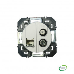 LEGRAND 600458 - Prise TV-SAT + RJ45, Catégorie6 STP compacte, Dooxie, Alu - FC