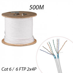 Câble informatique RJ45 Catégorie 6 F/UTP 2x4 paires, Touret de 500ml