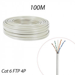 Câble informatique RJ45 Catégorie 6 F/UTP 4 paires, Couronne de 100m