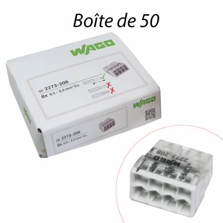 WAGO 2273-208 - Bornes de connexion 8 x 0,08 à 2,5mm² (50pcs)