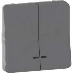 Mureva Double poussoir lumineux composable Gris - MUR35228