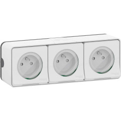 Mureva Prise 16A triple horizontale complet Blanc - MUR36039