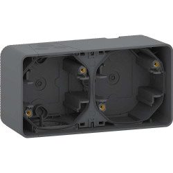 Mureva Boîte 2 postes horizontale saillie Gris - MUR37914