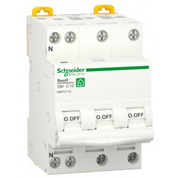 SCHNEIDER R9PFC710 - Disj mod, 3P+N, 10A, courbe C, peignable, Resi9 - FC