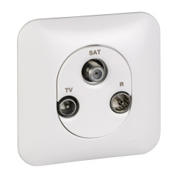 SCHNEIDER S260460 - Prise TV/FM/SAT, 2 entrées, arriére, Complet, Ovalis - FC