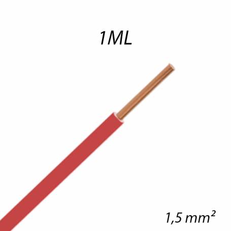 Fil électrique rigide HO7 V-U 1,5mm² Rouge, Coupe au mètre