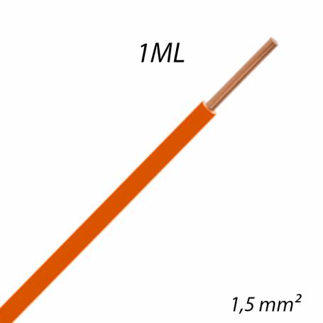 Fil électrique rigide HO7 V-U 1,5mm² Orange, Coupe au mètre