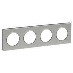 SCHNEIDER S530808 - Plaque, Alu, 4 postes, horiz. ou vert., entraxe 71mm, Odace - FC