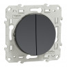 Interrupteur double Odace Anthracite 10A va-et-vient - SCHNEIDER S540214