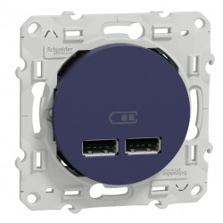 SCHNEIDER S550407 - Double chargeur USB, Type A, Cobalt, Odace - FC