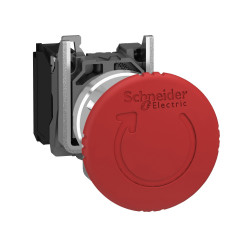 SCHNEIDER XB4BS8442 - bouton arrêt urgence, pousser tourner, rouge, vis