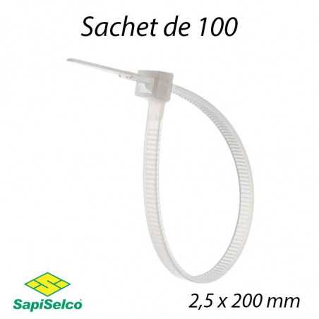 Collier de serrage et câblage incolore 2,5mm L:200mm (100 pcs)
