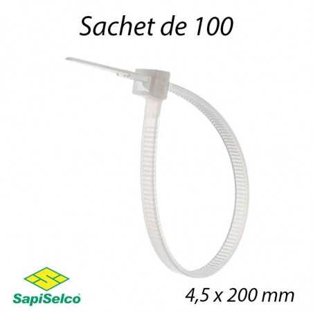Collier de serrage et câblage incolore 4,5mm L:200mm (100 pcs)