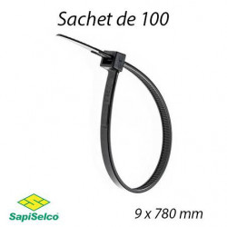 Collier de serrage et câblage noire 9mm L:780mm (100 pcs) - SEL3143R