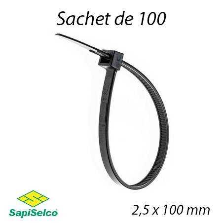 Collier de serrage et câblage noire 2,5mm L:100mm (100 pcs)