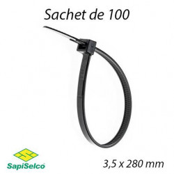Collier de serrage et câblage noire 3,5mm L:280mm (100 pcs) - SEL3212R