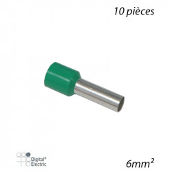 DIGITAL ELECTRIC 41054 - Embout de câblage isolé simple 6mm² VERT (10pcs)