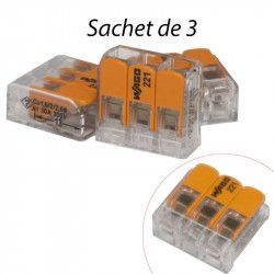 WAGO 221-613 - Mini-borne pour 3 entrées fils rigides & souples 6 mm² (3pcs)