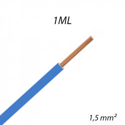 Fil électrique rigide HO7 V-U 1,5mm² Bleu, Coupe au mètre