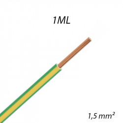 Fil électrique rigide HO7 V-U 1,5mm² Vert/Jaune, Coupe au mètre