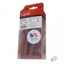 Chevilles sans collerette 12 mm marron 25 pcs - RAM 9065