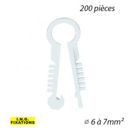 ING A312300 - Cheville fixation rapide de câbles téléphonique 6-7mm Blanche (200PCS)