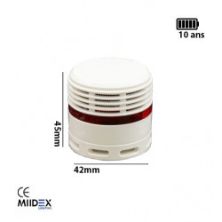 Mini Détecteur de fumée pile lithium durée 10 ans - MIIDEX 100647