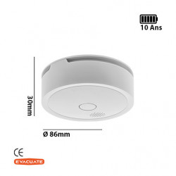 Détecteur de fumées interconnectable autonomie 10 Ans - EVACUATE 042239