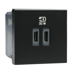 Legrand 077633L - Mosaic Prise Chargeur 2 USB Type C 30W Noir