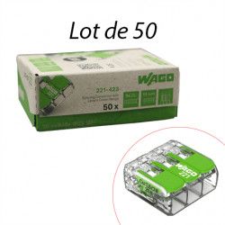 Mini-borne Green pour 3 entrées fils rigide et souple 4mm² - WAGO 221-423