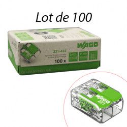 Mini-borne Green pour 2 entrées fils rigide et souple 4mm² - WAGO 221-422