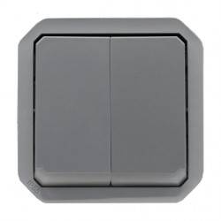 LEGRAND 069526L - Commande double lumineuses étanche 3 fonctions composable Plexo Gris