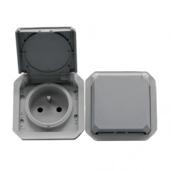 LEGRAND 069562L - Double prise étanche composable horizontale Plexo Gris