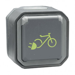 Prise pour recharge vélo 2P+T 16A Plexo Anthracite saillie - LEGRAND 069787L