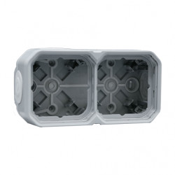 LEGRAND 069672L - Boîtier 2 postes Plexo Gris en saillie étanche à composer