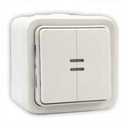 LEGRAND 069636 - Double bouton poussoir lumineux étanche en saillie Plexo Blanc (FC)
